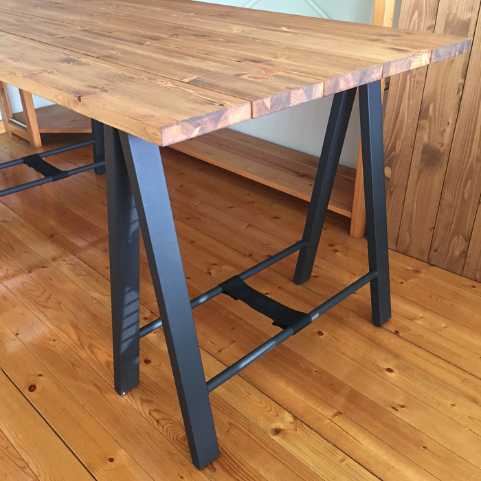 テーブル作業台アンジェリック机 テーブル 作業台 天板パイン集成材  幅140cm  ライトオーク ピカピカ